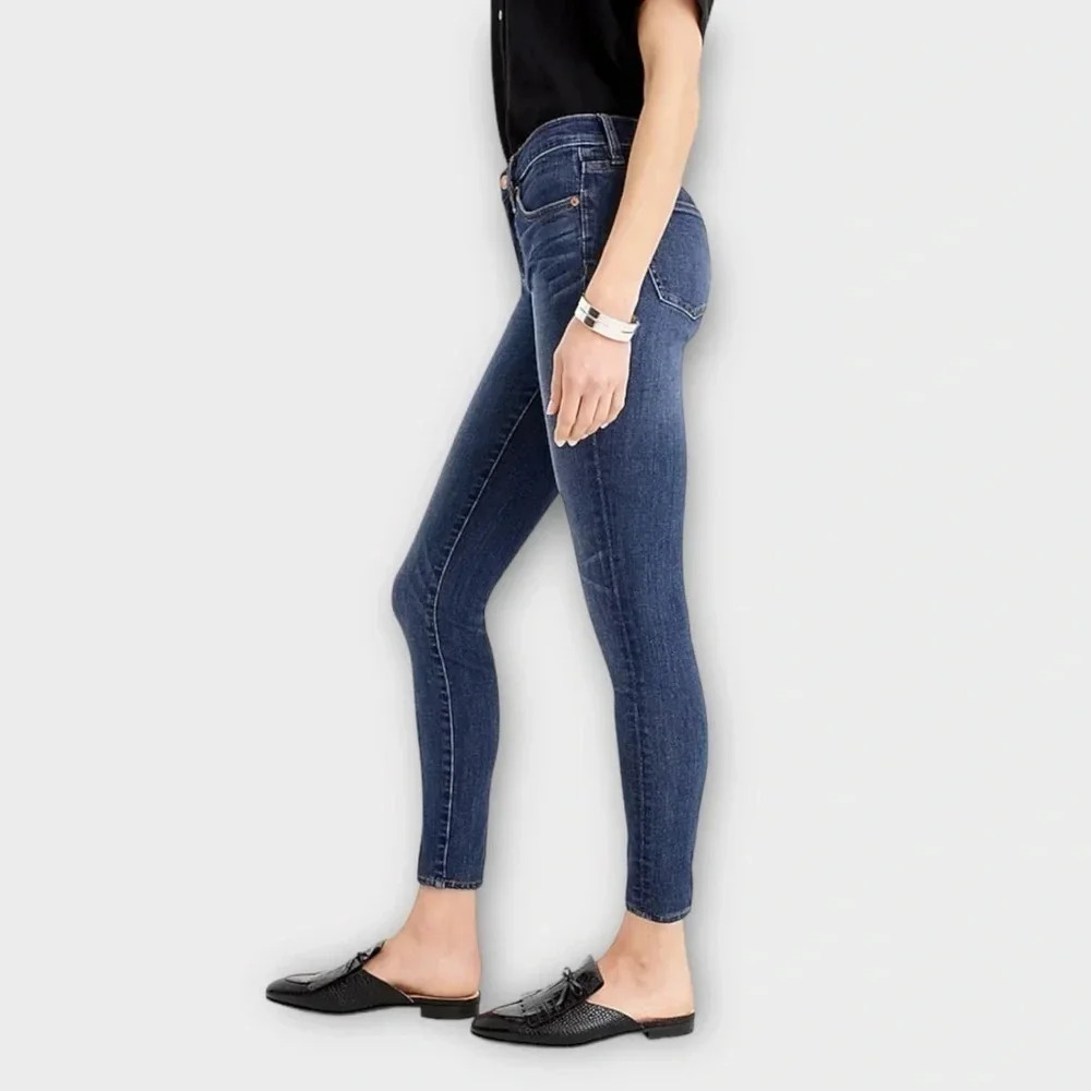 J. Crew High Waist Curvy Raw Hem Toothpick Blue Denim Jeans Size 32 Tall - Picture 2 of 11